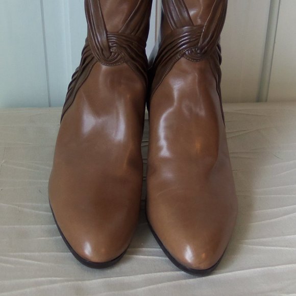 New Bally Pull On Boots Tan Leather Made in Italy sz 7.5 - Picture 8 of 16